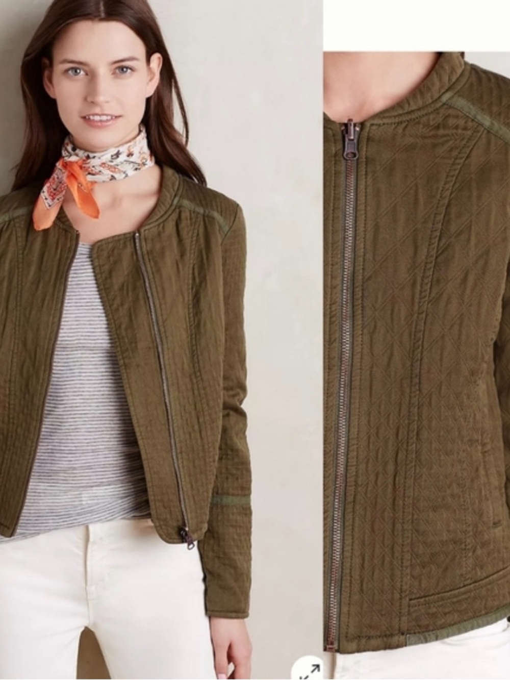 Anthropologie Hei Hei quilted riding jacket olive green women’s medium euc